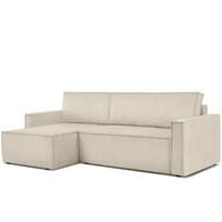 ECKSOFA-LINKS/RECHTS NAPI Schlaffunktion mit Cordbezug, creme - Creme/Schwarz, Textil (246/148cm) - KONSIMO®