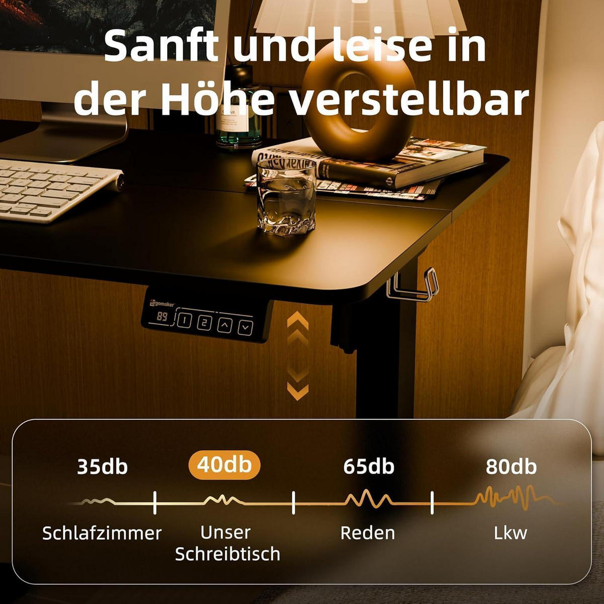 SCHREIBTISCH elektrisch höhenverstellbar 80 x 60 cm Schwarz - Schwarz, Metall (59.9/79.8/118.1cm)