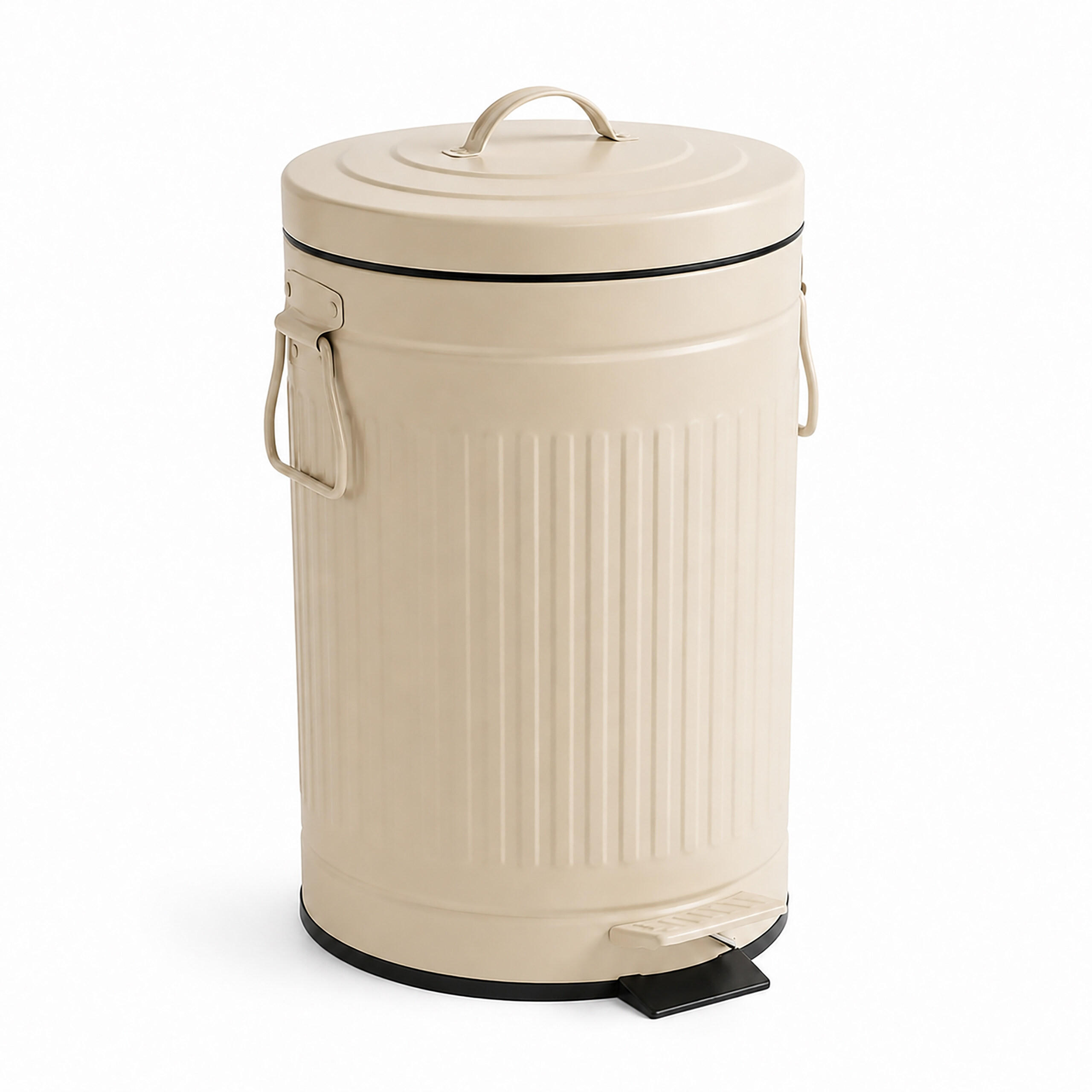 MÜLLEIMER Beige 12 l Tretpedal Softclose Metall - Beige, Kunststoff/Metall (25/41/25cm) - Relaxdays