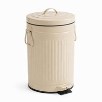 MÜLLEIMER Beige 12 l Tretpedal Softclose Metall - Beige, Kunststoff/Metall (25/41/25cm) - Relaxdays