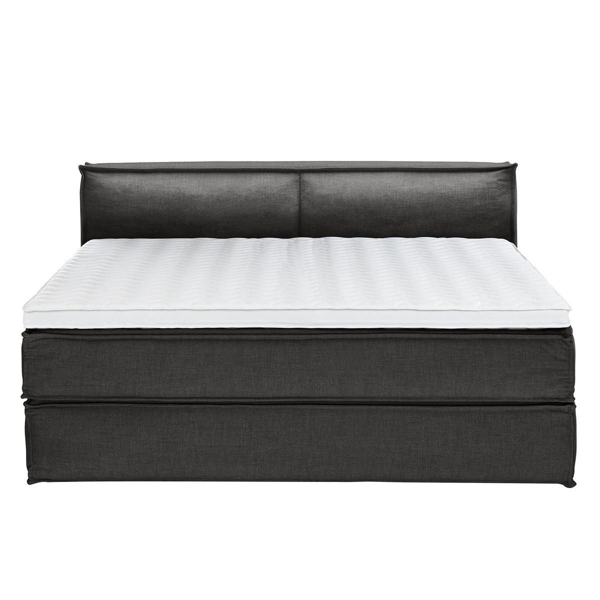 BOXSPRINGBETT mit Kopfteil - Premium - Anthrazit, Textil (200/220cm) - home24