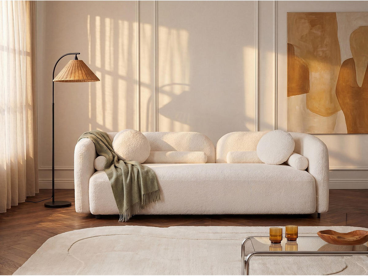 SOFA - 3 Personen - stoff - gebrochenes weiß Clodeca - Weiß, Textil (228/70/88cm) - Vente-Unique