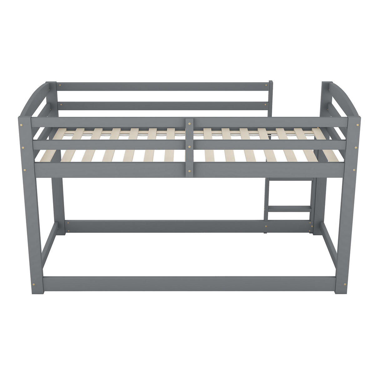 KATNI krevet od borovine 90x200 cm sivi niski profil, sa zaštitnom ogradom i uštedom prostora - siva, drvni materijal (90/200cm) - Modfu