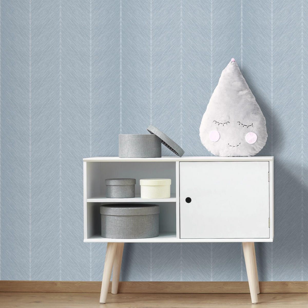 TAPETE Fischgrätmuster - Blau, Papier (53/1000cm) - Sanders & Sanders