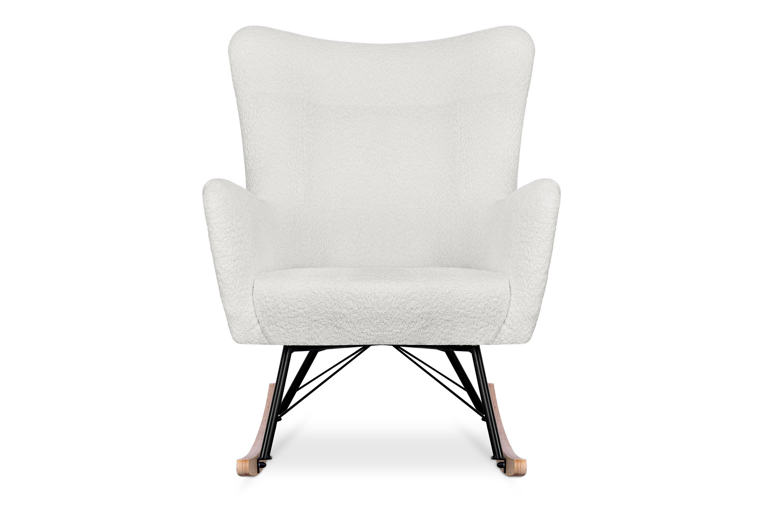SCHAUKELSESSEL ADDUCTI breiter Sitz für mehr Komfort, Cremeweiß - Eichefarben/Creme, Holz/Textil (75/94/112cm) - KONSIMO®