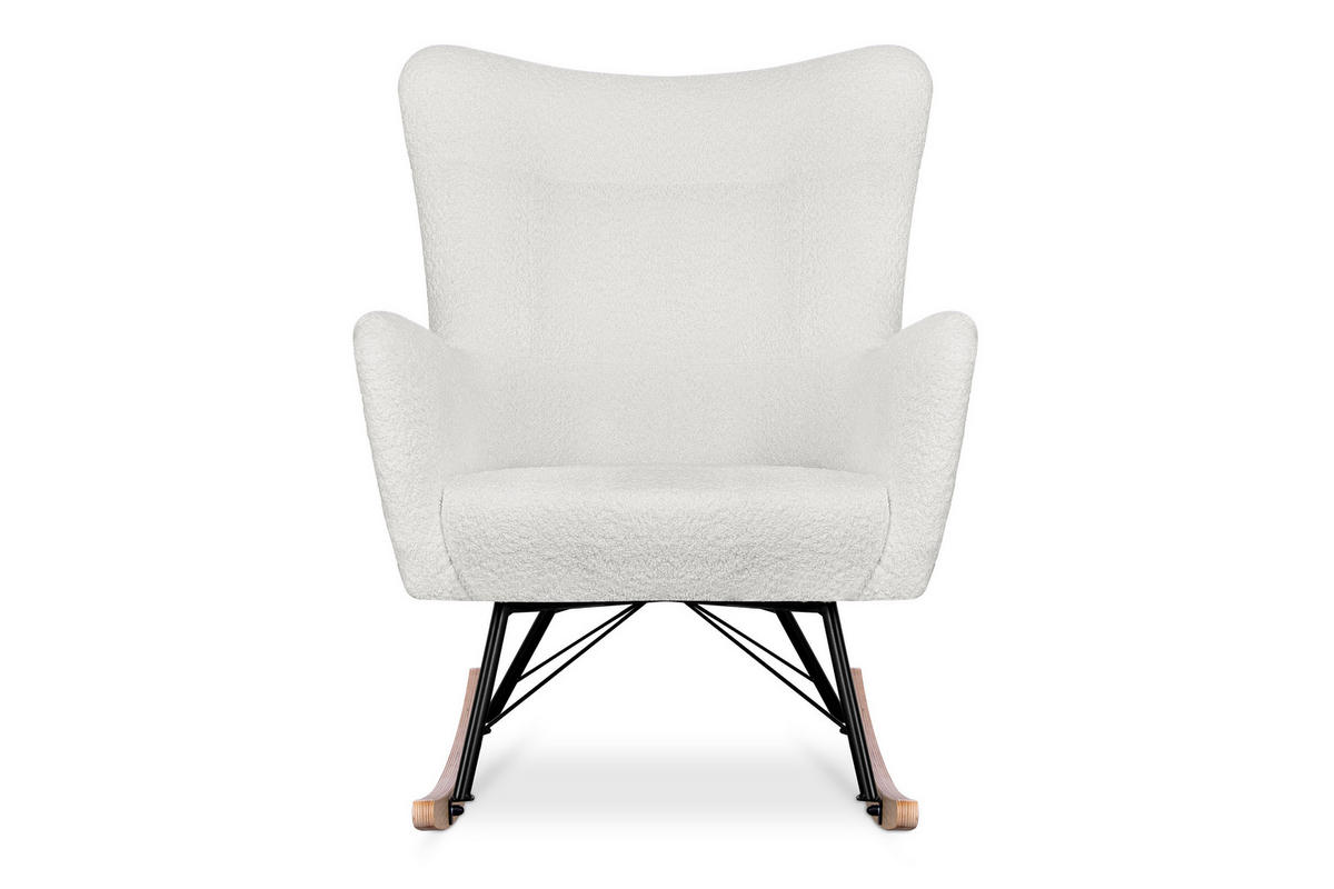 SCHAUKELSESSEL ADDUCTI breiter Sitz für mehr Komfort, Cremeweiß - Eichefarben/Creme, Holz/Textil (75/94/112cm) - KONSIMO®