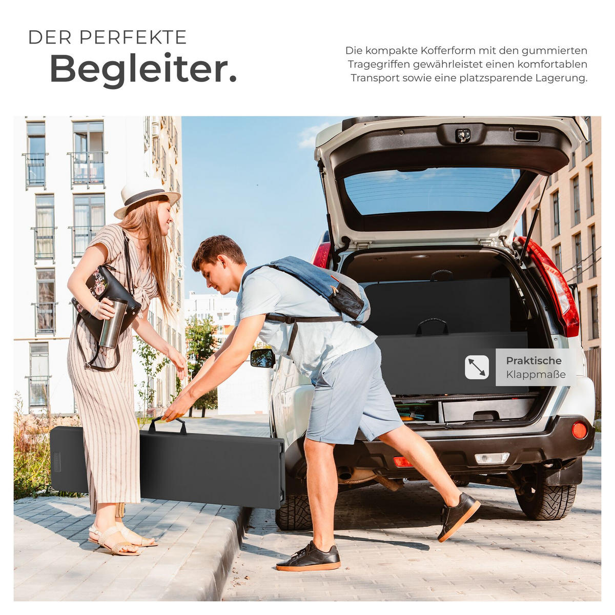 CAMPINGTISCHGARNITUR Panja, gummierte Tragegriffe, anthrazit - Anthrazit, Kunststoff (70/180/74cm) - tectake