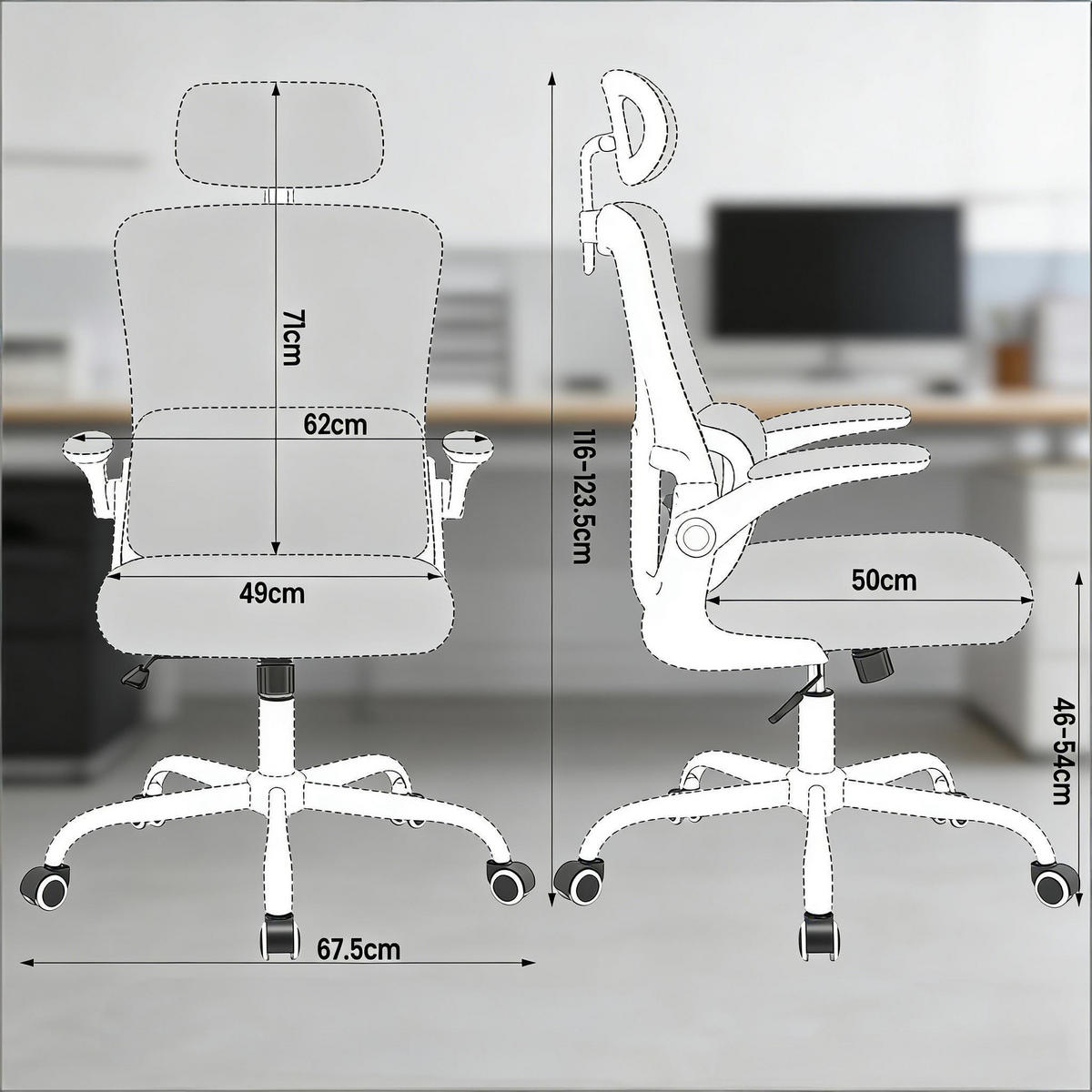 DREHSTUHL ergonomischer Bürostuhl mit hoher Rückenlehne 46-54 cm - Rosa, Leder (69.5/116/62cm) - Gisaae