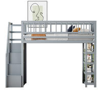 HOCHBETT 90/200 cm grau mit Stauraum und Sicherheitsleiter - Grau, Holz (90/200cm) - OKWISH