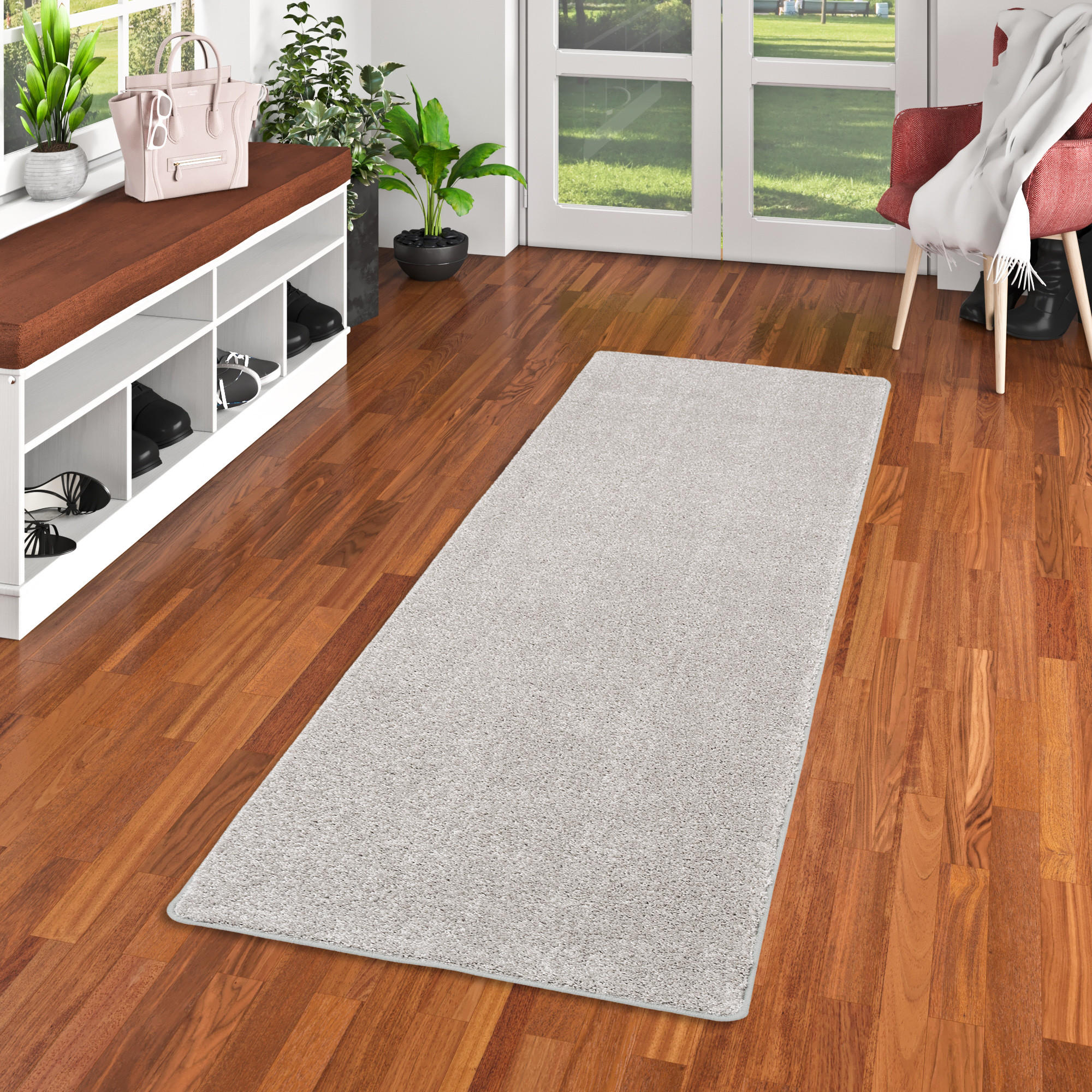 HOCHFLOR VELOURS TEPPICH LÄUFER MONA - Silberfarben, Textil (80/320cm) - Snapstyle