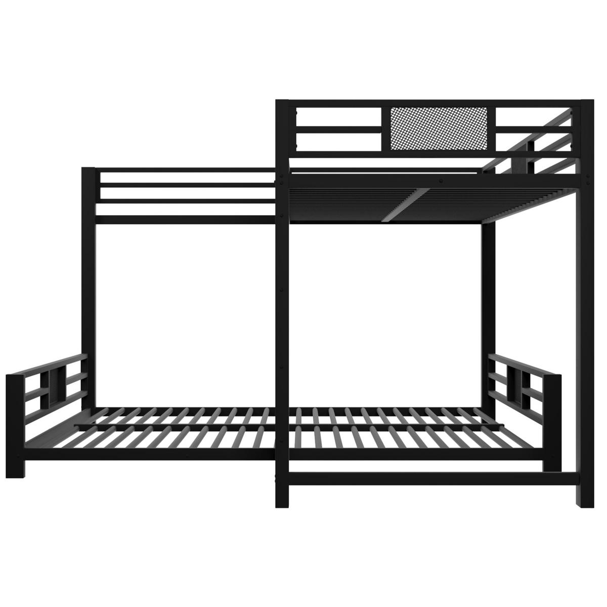 ETAGENBETT 140/200 cm schwarz aus Metall mit L-Form - Schwarz, Metall (140/200cm) - OKWISH
