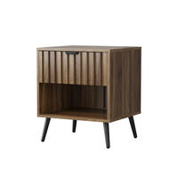 NOČNÍ stolek 45/40/53 cm ořech z MDF s zásuvkou a otevřenou policí - barva vlašského ořechu, kompozitní dřevo (45/53/40cm) - OKWISH
