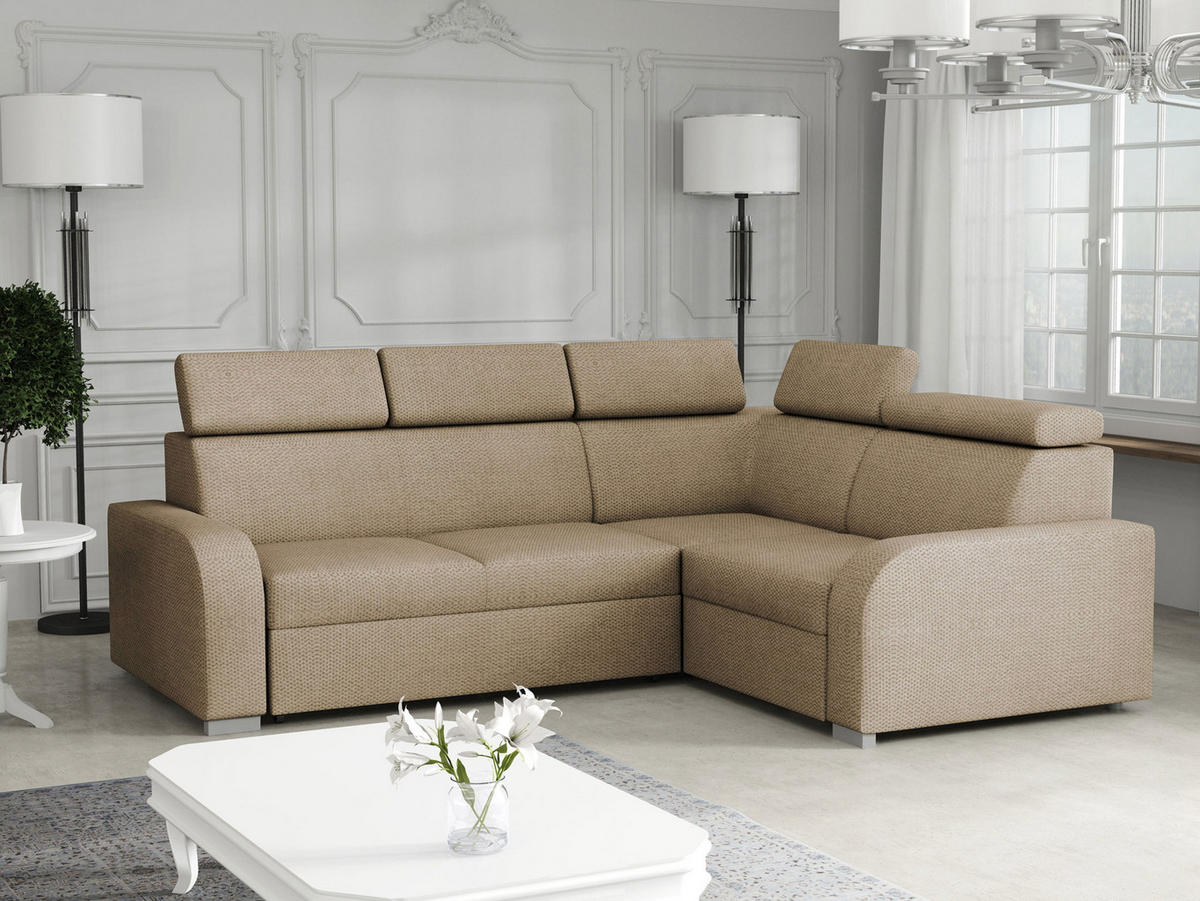 ECKSOFA Oslo 2rR1 80 - Silberfarben/Naturfarben, Holz/Kunststoff (250/200cm) - MIRJAN24