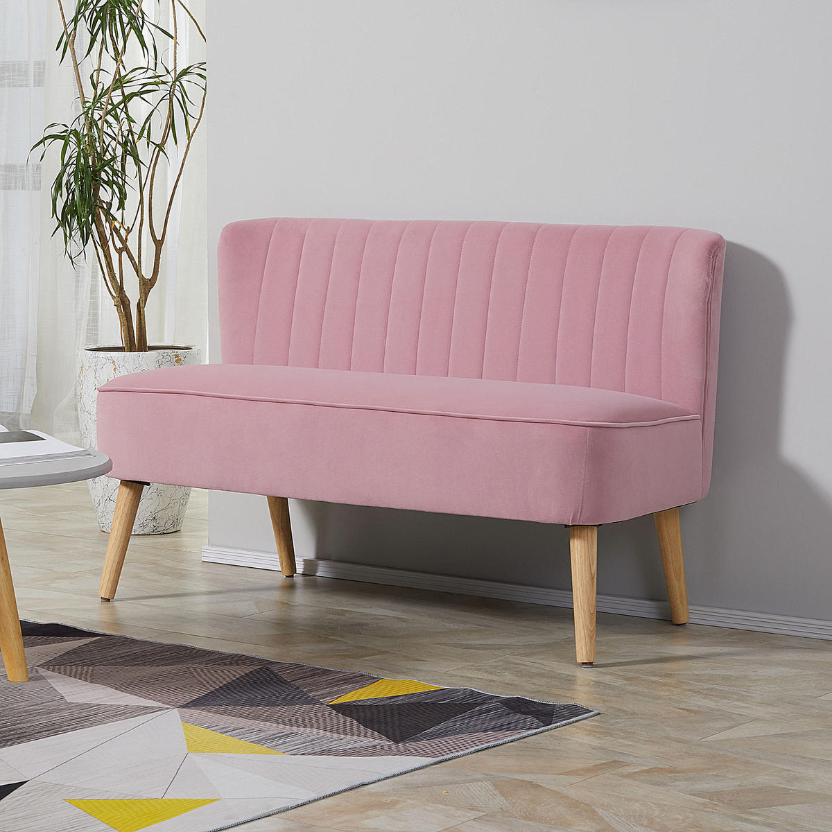 2-SITZER Sofa Rosa 117.0/56.5/77.0 cm - Rosa, Textil (56.5/77/117cm)
