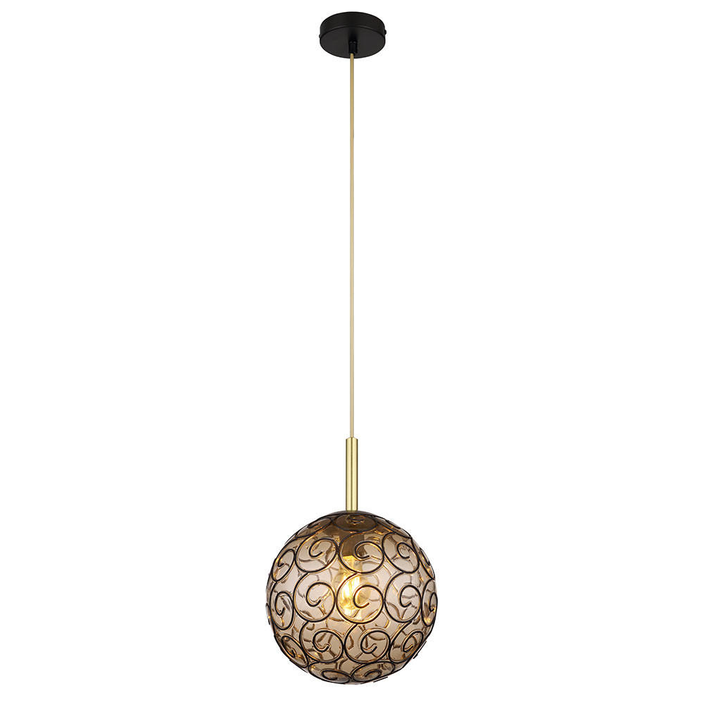 LED HÄNGELEUCHTE FITZ Grau Rauchglas - Grau, Glas (25/25/120cm) - Globo Lighting