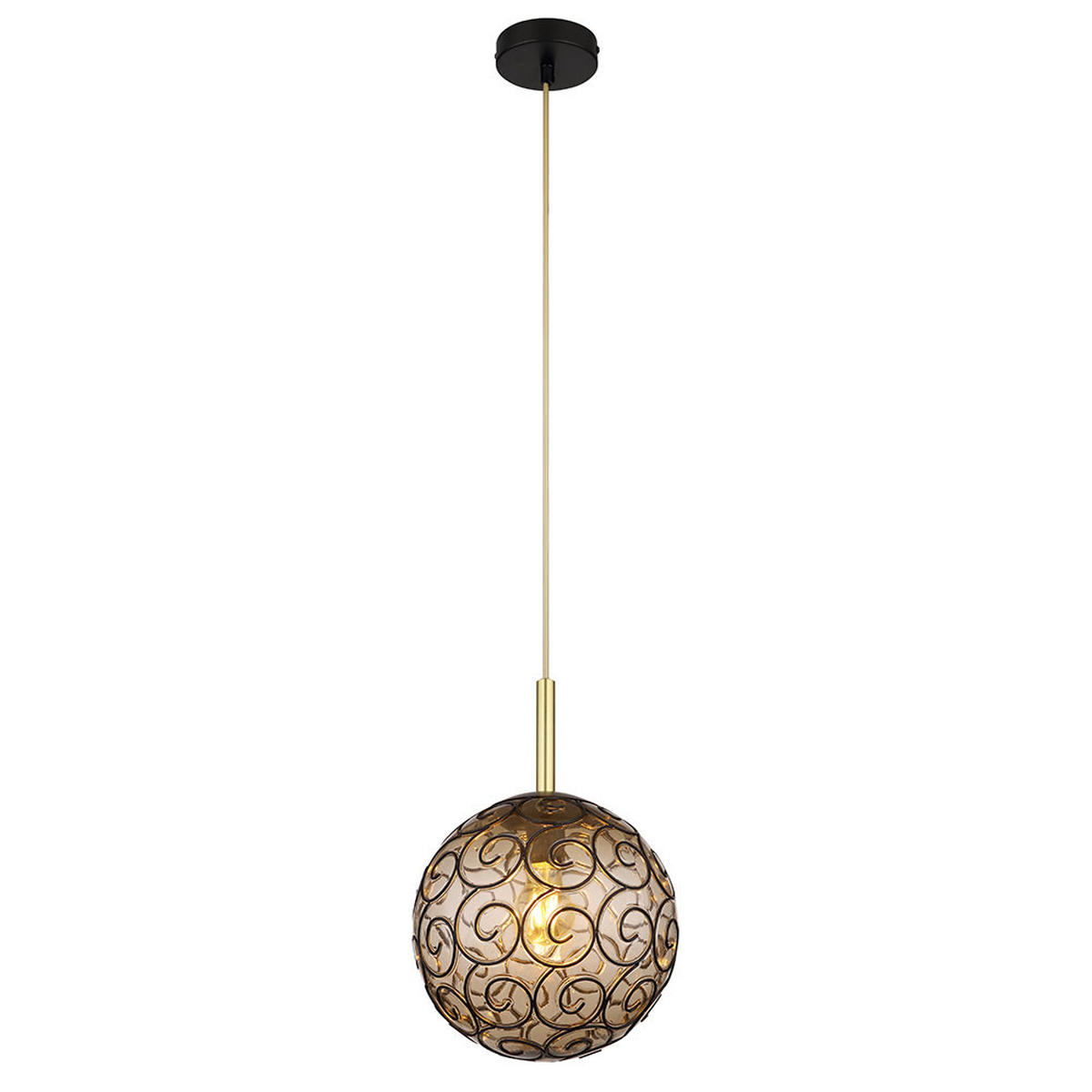 LED HÄNGELEUCHTE FITZ Grau Rauchglas - Grau, Glas (25/25/120cm) - Globo Lighting