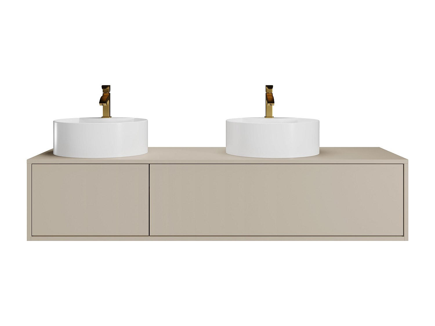 DOPPELWASCHTISCH - 150 cm x 47 cm - Holz, Platte - Beige - ISAURE - Beige, Holz (150/32/47cm) - Vente-Unique