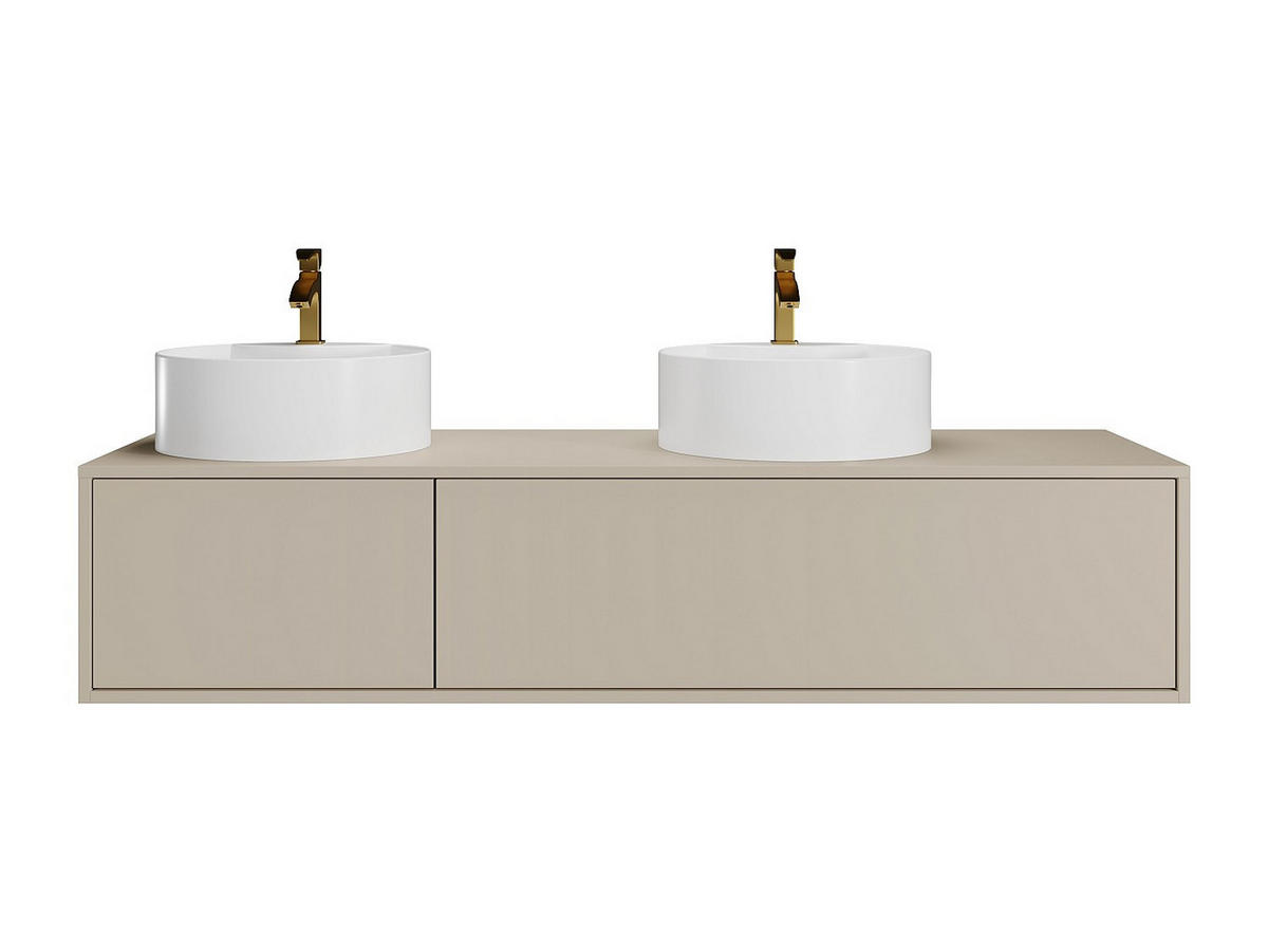 DOPPELWASCHTISCH - 150cm x 47cm - Holzspan - beige - ISAURE - Beige, Holz (150/32/47cm) - Vente-Unique