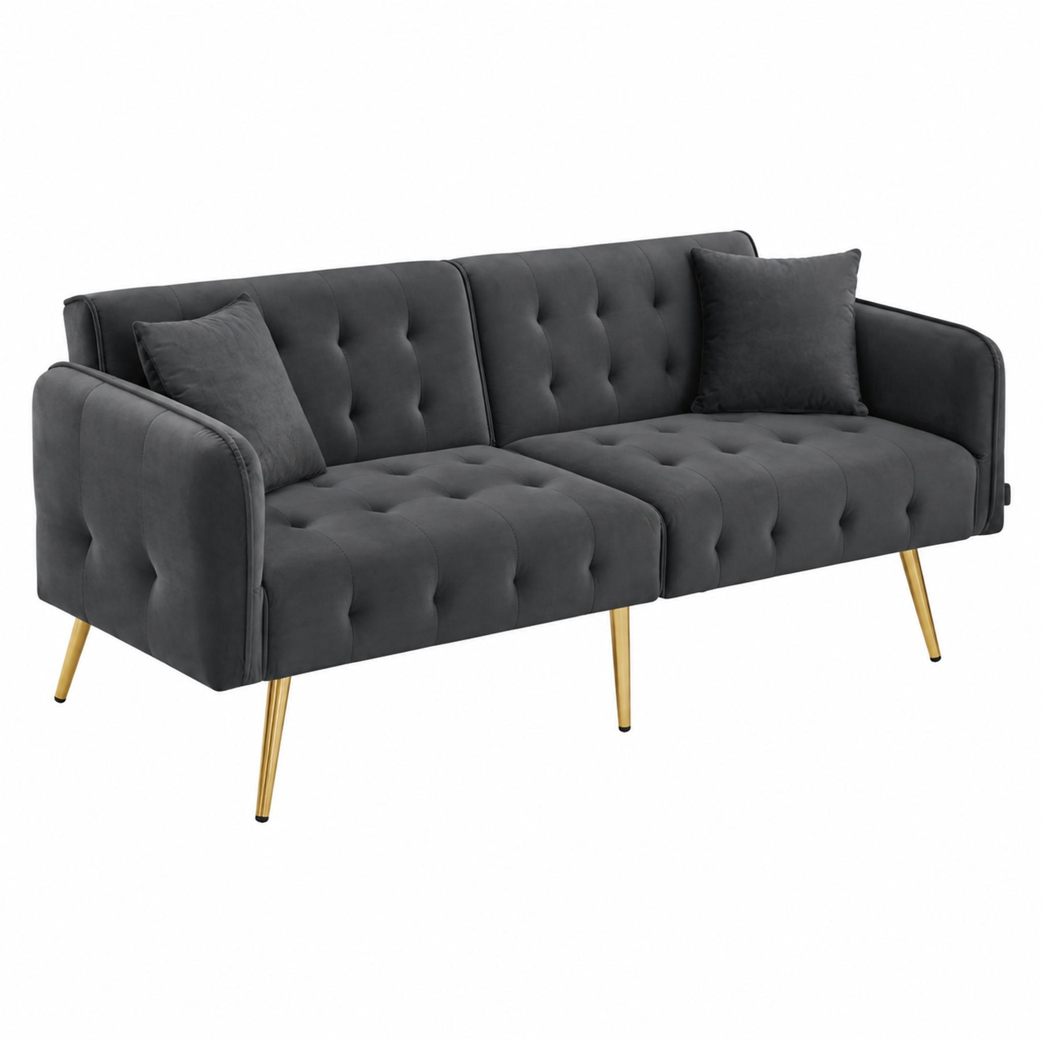 SCHLAFSOFA 2-Sitzer mit Liegefunktion 215 x 81,5 cm Velours Antique Gray - Grau, Kunststoff (178/70/82cm) - Meubliv