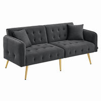 SCHLAFSOFA 2-Sitzer mit Liegefunktion 215 x 81,5 cm Velours Antique Gray - Grau, Kunststoff (178/70/82cm) - Meubliv