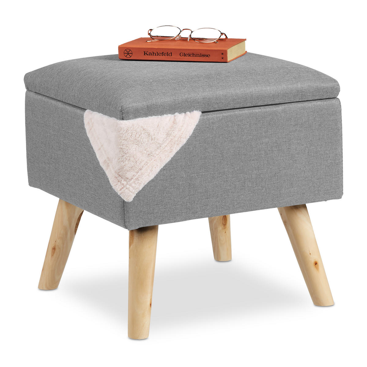 HOCKER - Grau, Holz/Holzwerkstoff (40/40/40cm) - Relaxdays