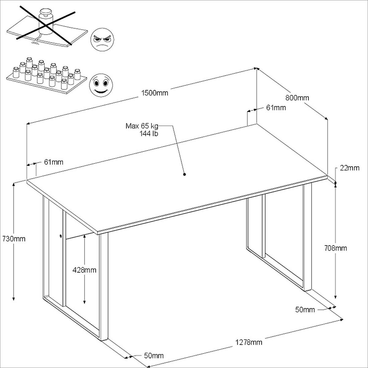 SCHREIBTISCH Eiche, weiß 150 x 80 cm, Laptoptisch für Büro und Homeoffice - Eichefarben/Weiß, Holzwerkstoff/Metall (150/73/80cm) - Parisot Meuble