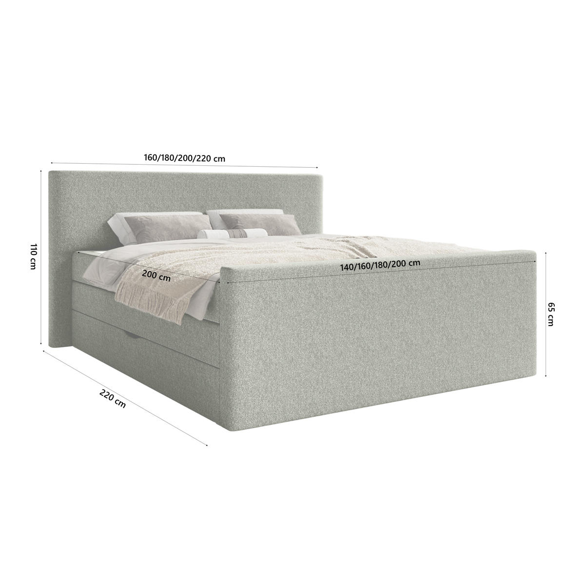 BOXSPRINGBETT VELIPOJA EASY CLEAN 140x200 cm, Olive - Olivgrün, Textil (140/200cm) - Fedve