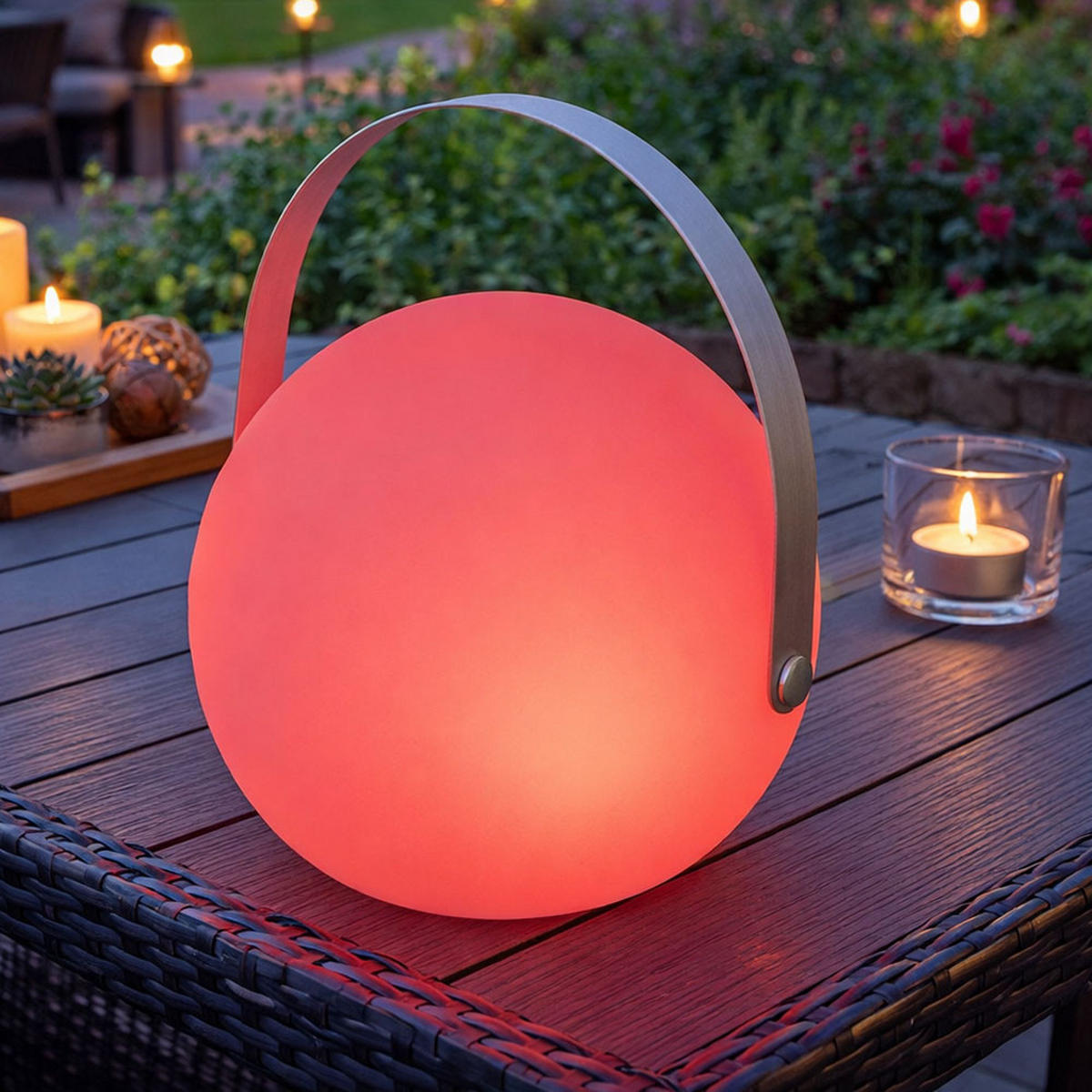 LED AUSSENLEUCHTE Kugel Weiß - Weiß, Metall (18.9/18.9/21cm) - Globo Lighting