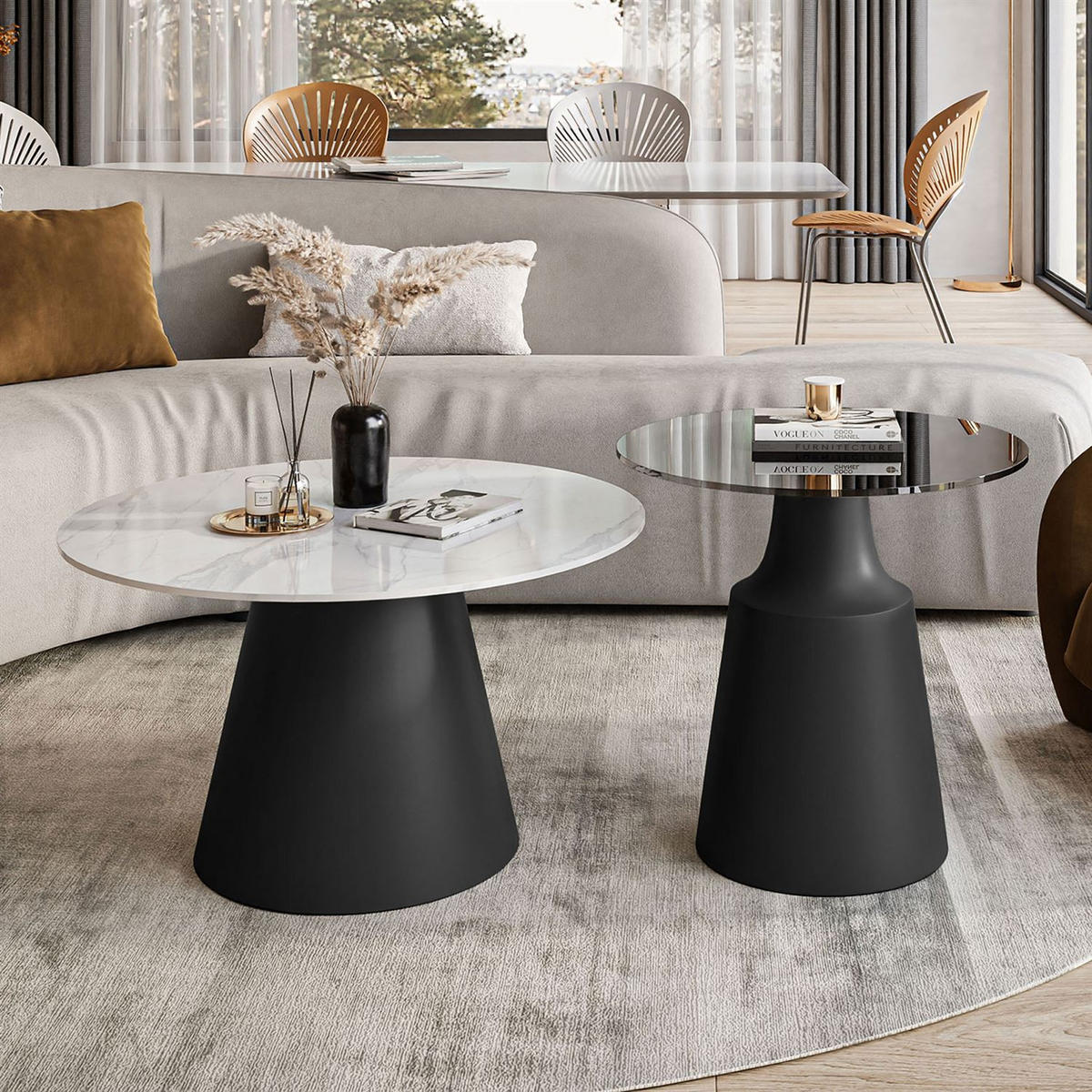 COUCHTISCH 2-in-1 CHANTELLE in Grau - Grau, Glas (70/70/40cm) - Lookway