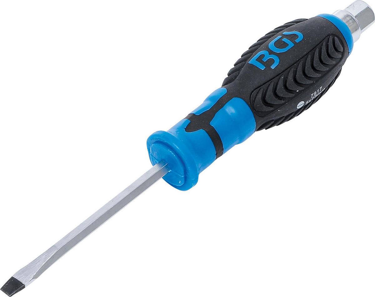 SCHRAUBENDREHER | MIT AUSSENSECHSKANT | SCHLITZ 5 MM | KLINGENLÄNGE 75 - Multicolor, Kunststoff/Metall (1/1cm) - BGS technic