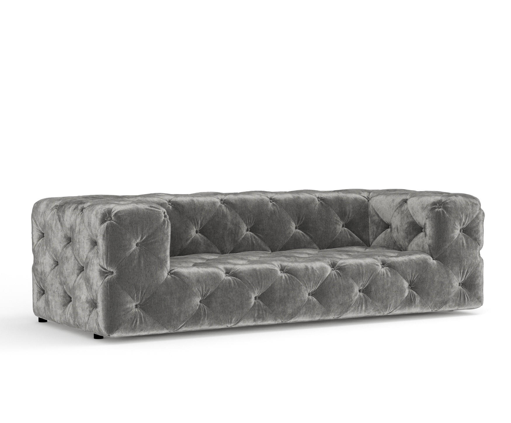 3-SITZER-SOFA Cosimo Grau Samtstoff - Schwarz/Grau, Holz/Holzwerkstoff (230/71/100cm) - Maison de Reve
