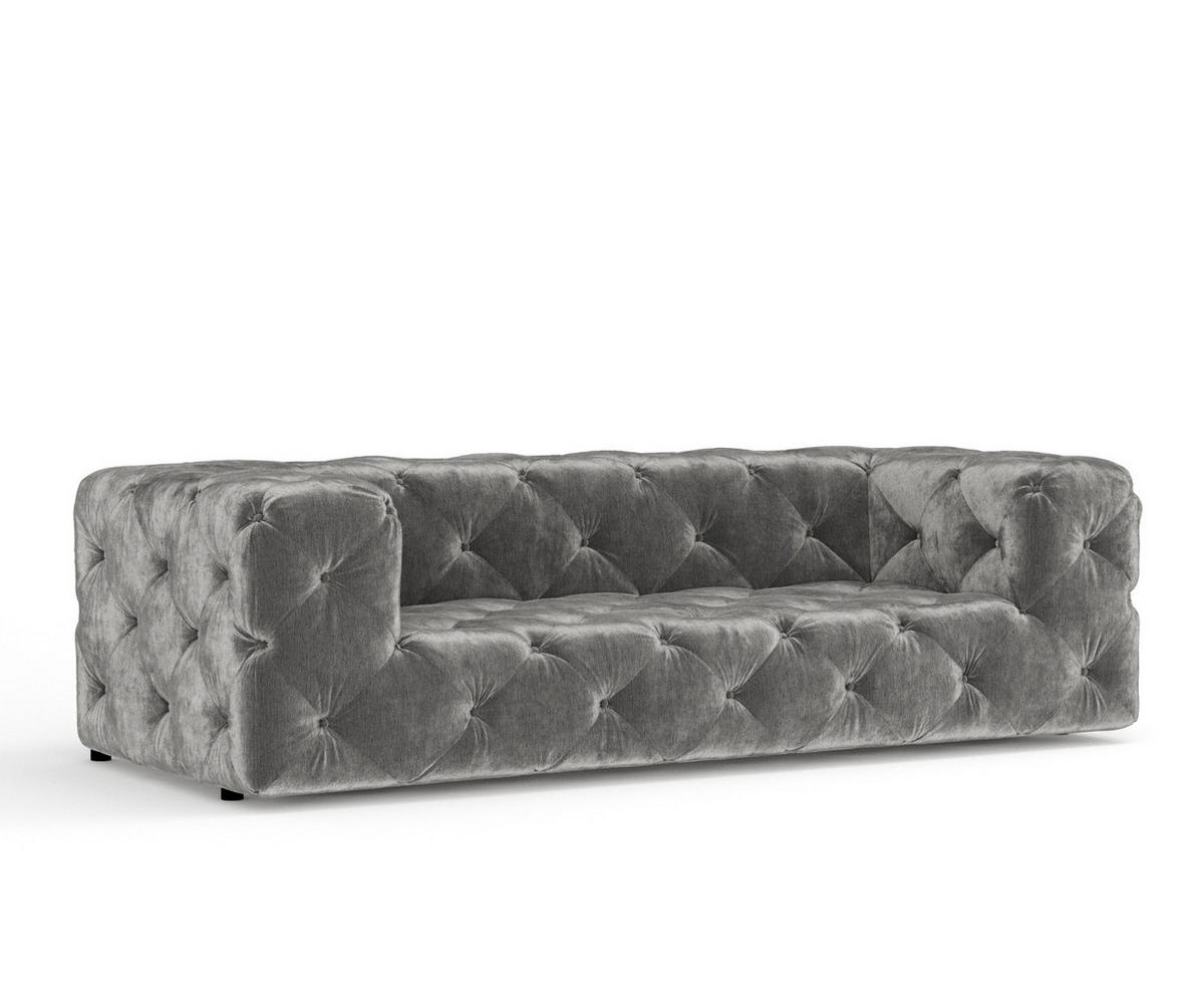 3-SITZER-SOFA Cosimo Grau Samtstoff - Schwarz/Grau, Holz/Holzwerkstoff (230/71/100cm) - Maison de Reve