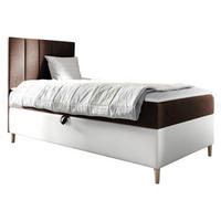 BOXBETT Maja Junior 1, Seite zum Öffnen des Bettkastens: Links - Weiß/Braun, Holz (90/200cm) - MIRJAN24
