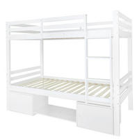 ETAGENBETT aus Massivholz und MDF 90x200 cm in Weiß mit Regalen & Schließfächern - Weiß, Holzwerkstoff (90/200cm) - Modfu