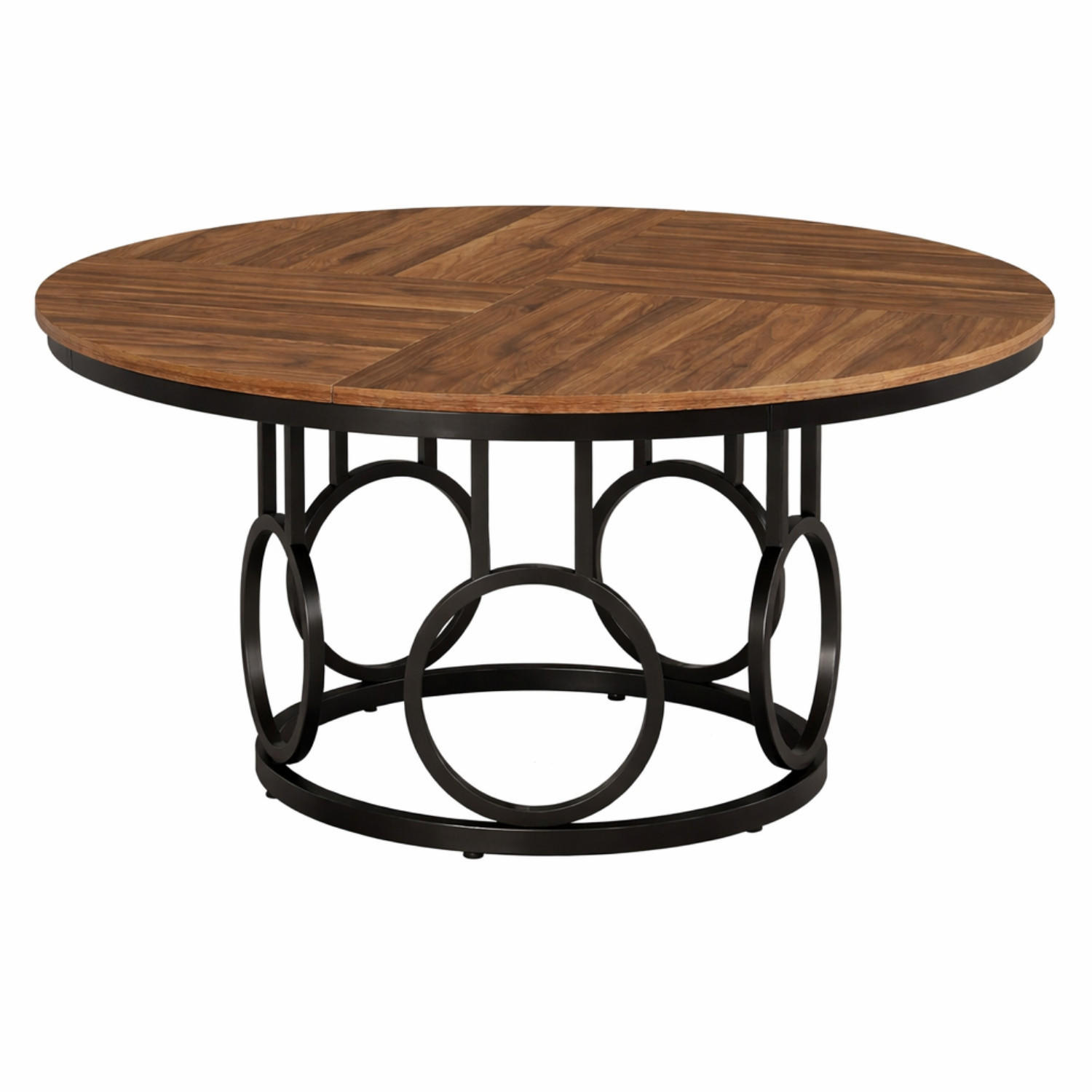 ESSTISCH rund Ø 120 cm Holzoptik Schwarz - Hellbraun/Schwarz, Holzwerkstoff/Metall (120/120/75cm) - Quality Elegance