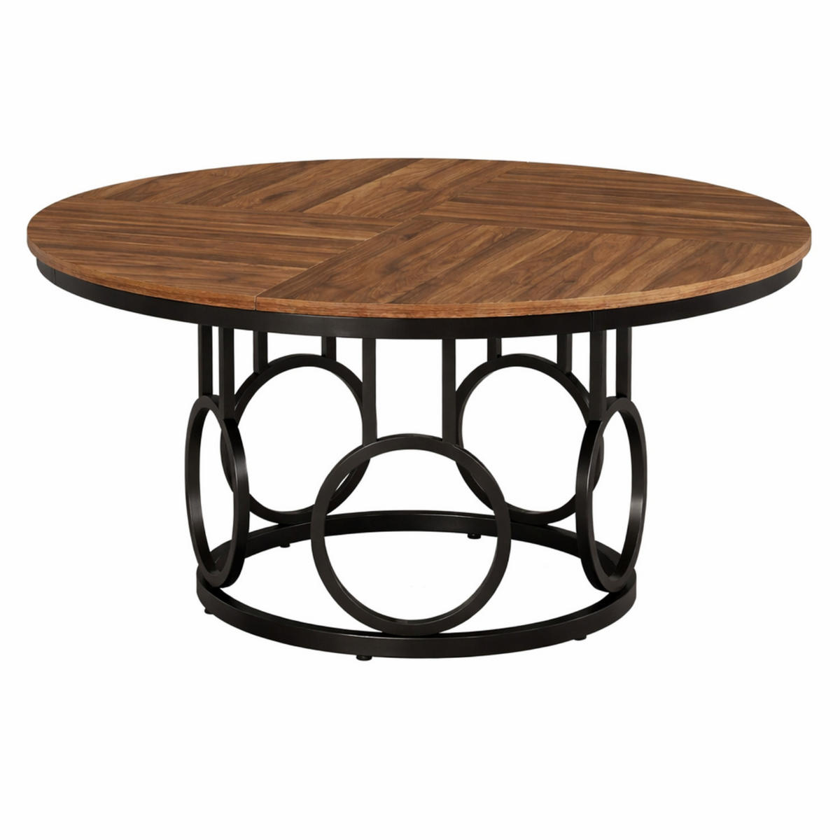 ESSTISCH rund Ø 120 cm Holzoptik Schwarz - Hellbraun/Schwarz, Holzwerkstoff/Metall (120/120/75cm) - Quality Elegance