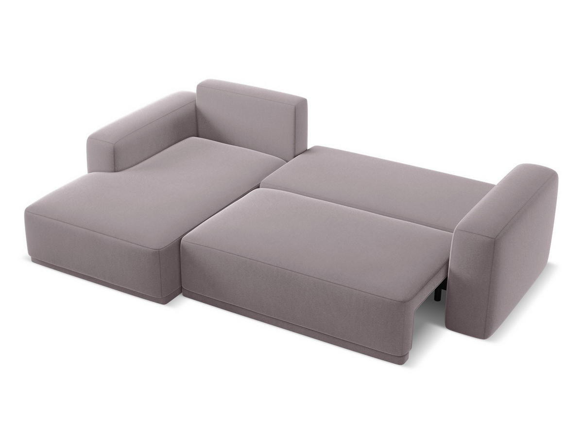 ECKSOFA mit Schlaffunktion Samt Stoff Violett - Lila/Flieder, Kunststoff/Textil (258/160cm) - Makamii