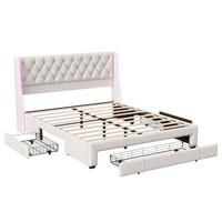 POLSTERBETT 160x200 Beige Samt 3 Schubladen - Beige, Metall (160/200cm) - SHOPENTRA
