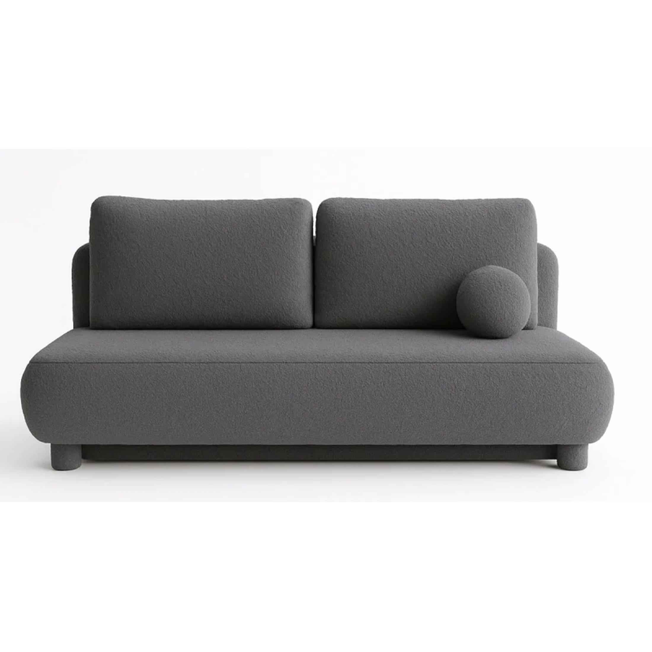 SCHLAFSOFA MAJA, Sofa mit Schlaffunktion und Bettkasten, Farbe: Dunkelgrau, Bouclé-Stoff - Dunkelgrau, Textil (209/96/96cm) - Sepro Meble