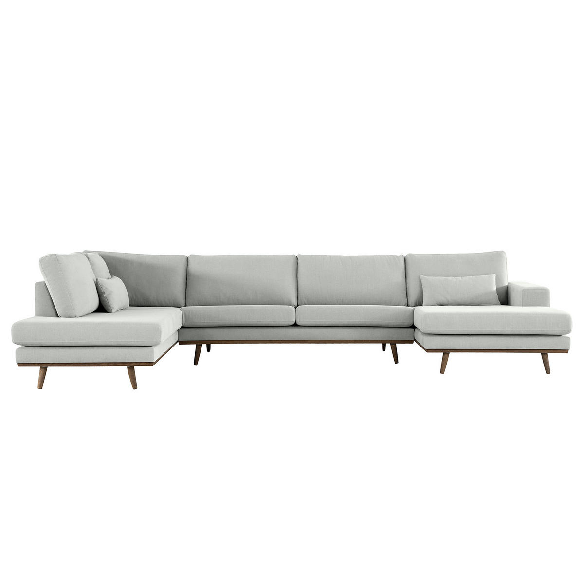 WOHNLANDSCHAFT mit Longchair - Eichefarben/Grau, Naturmaterialien/Eichenholz (371/81/219cm) - home24