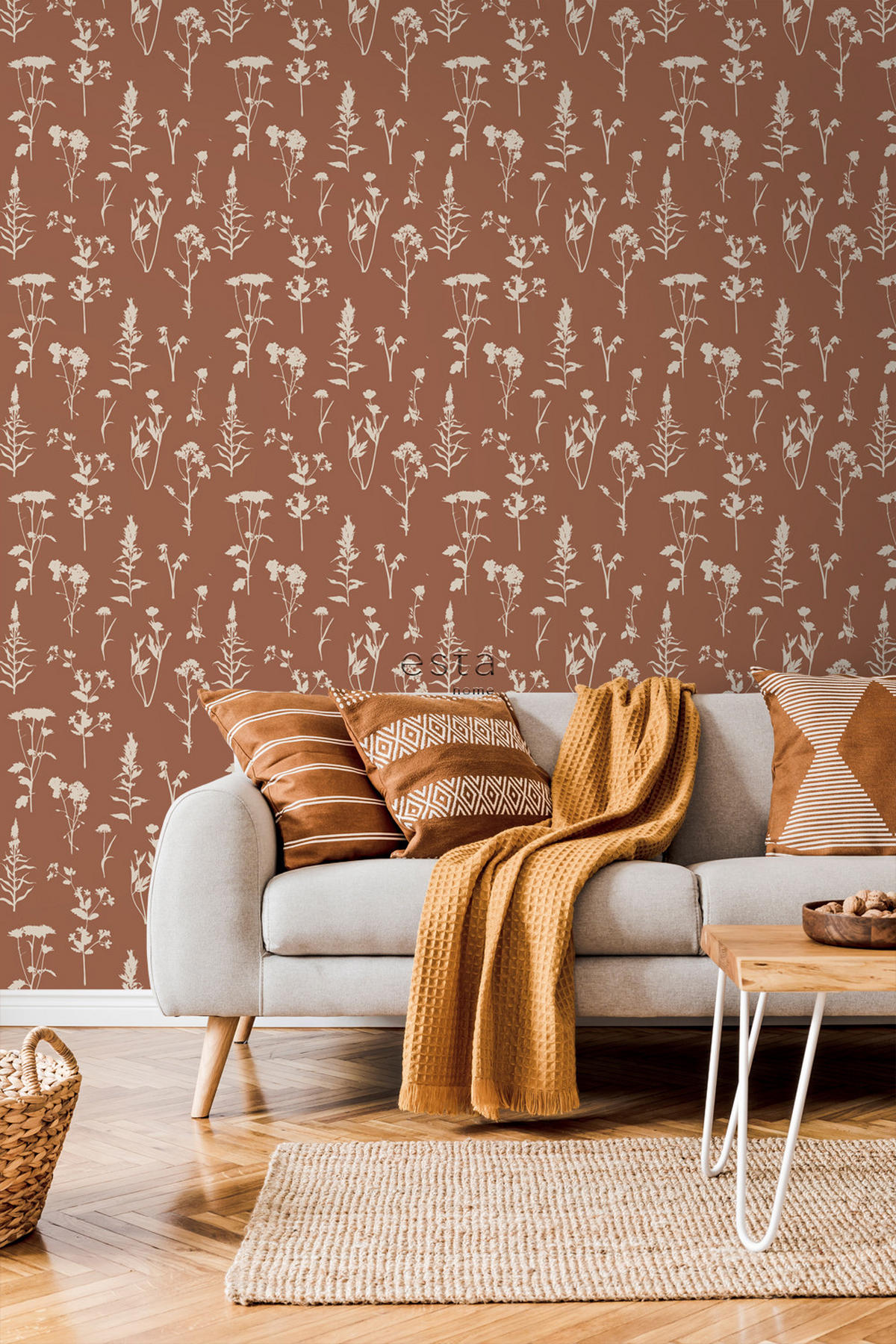 TAPETE Feldblumen 53 cm x 10.05 m - Terracotta, Papier (53/1000cm) - ESTAhome