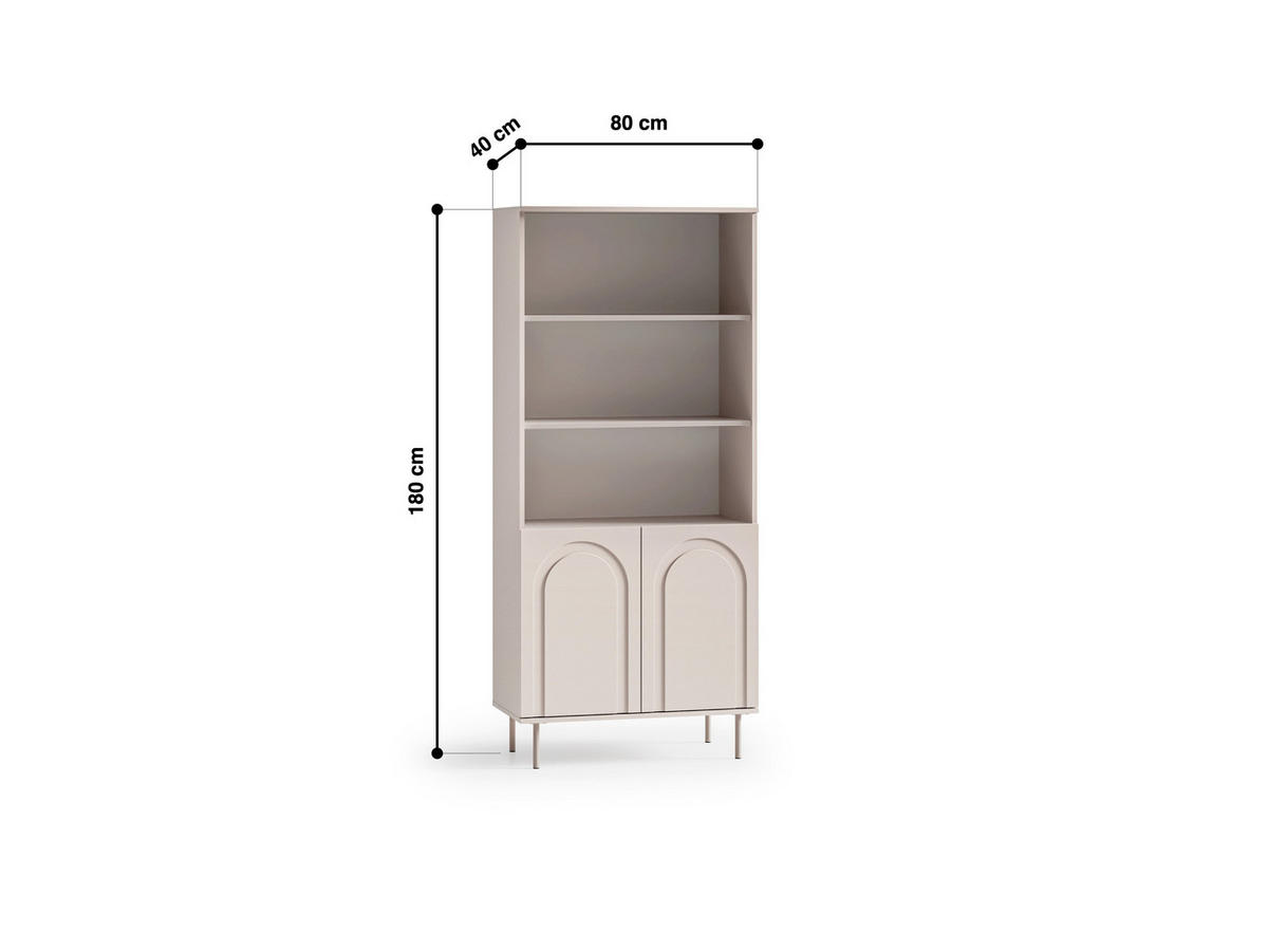 BÜCHERREGAL – ORVELLA 02 – Modernes mit Push-to-Open und offenem Stauraum - Kaschmir, Holzwerkstoff (80/180/40cm) - hi-markt
