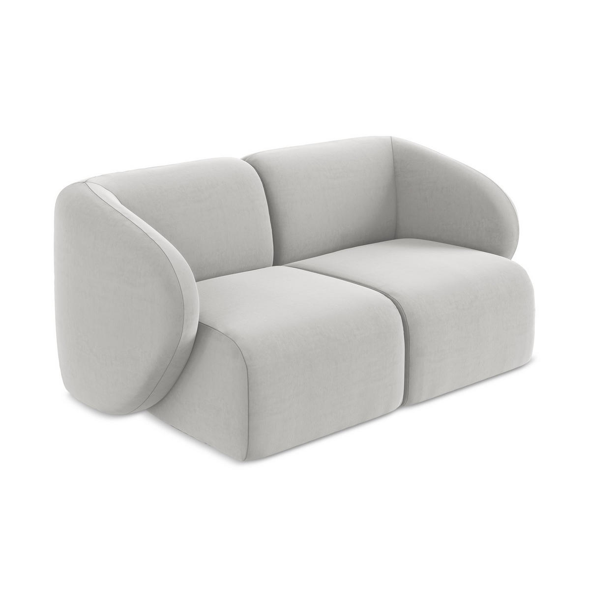 2-SITZER-SOFA Samt Stoff Grau - Silberfarben/Schwarz, Holzwerkstoff/Kunststoff (174/75/94cm) - LaMiaSofa