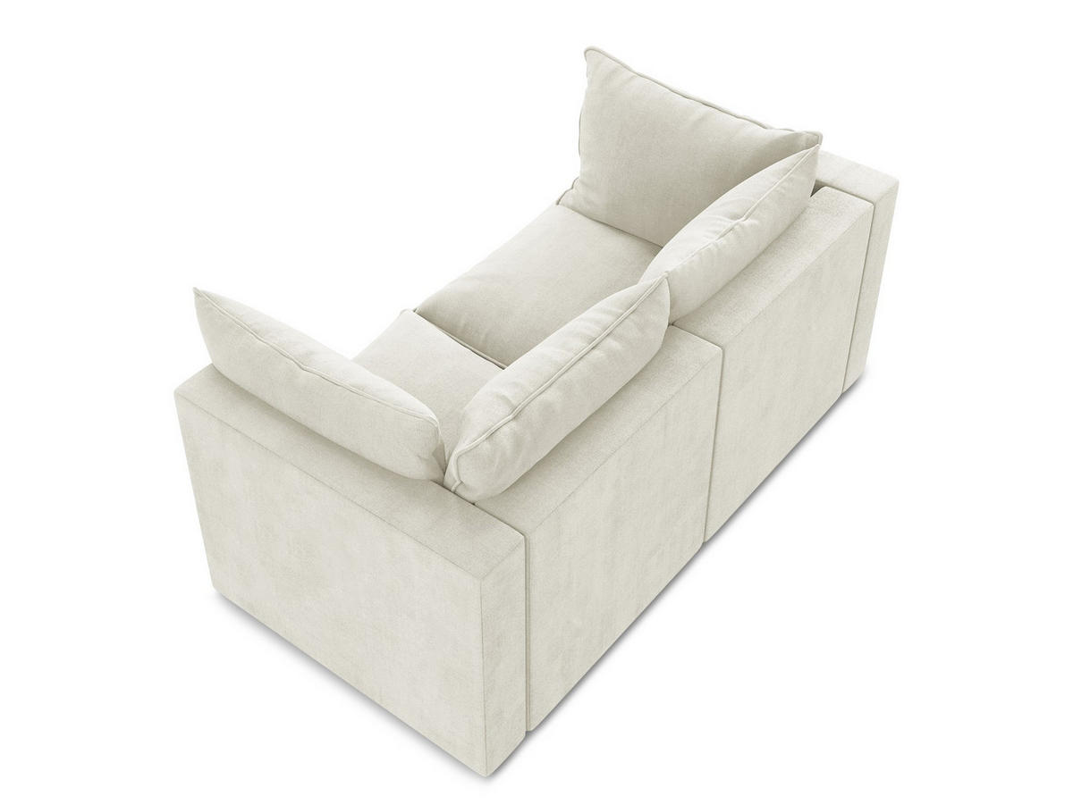2-SITZER SOFA Strukturstoff Beige - Beige/Schwarz, Holzwerkstoff/Kunststoff (180/77/90cm) - Makamii