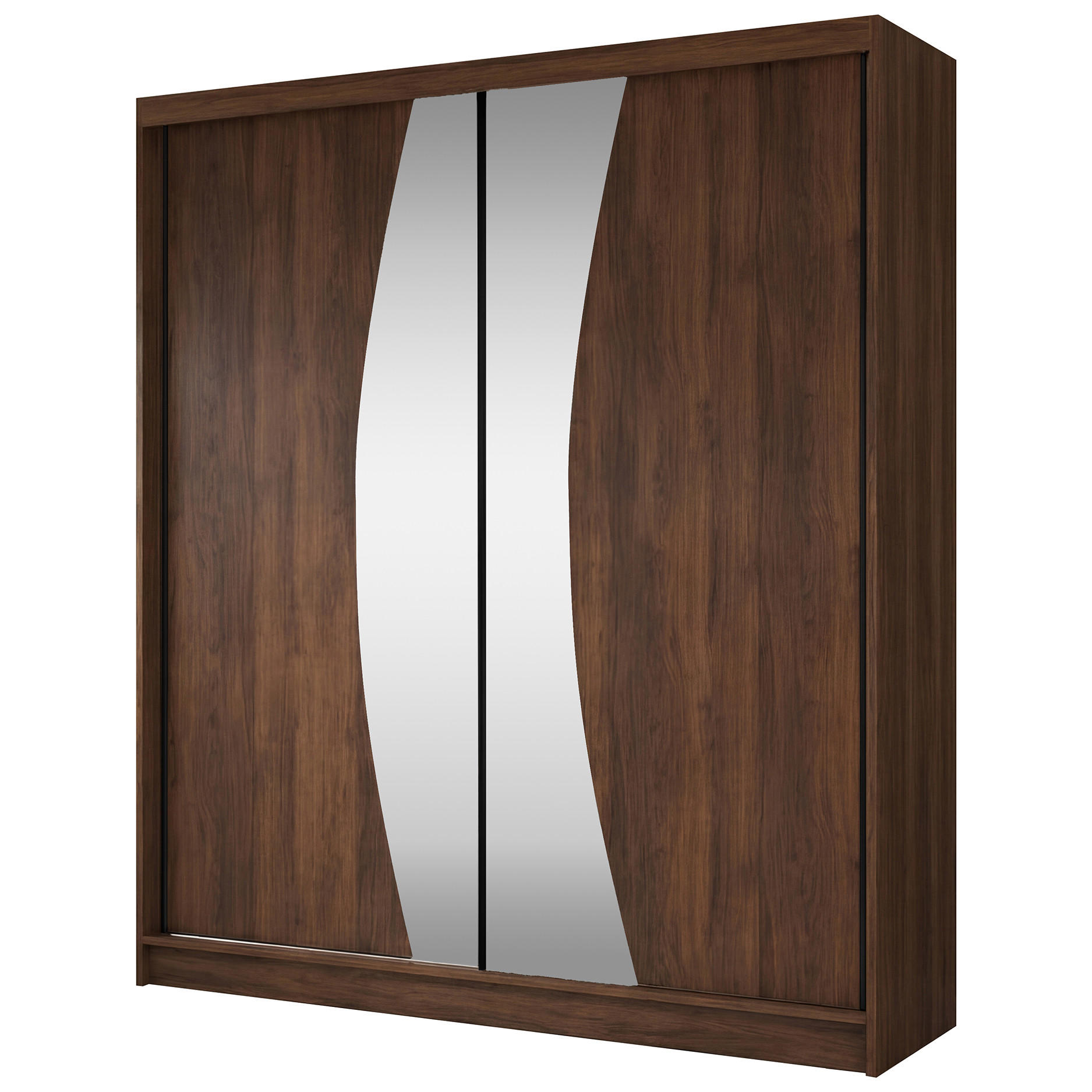 SCHWEBETÜRENSCHRANK Vox II mit Schubladen und Spiegel 200/216/61 Walnuss - Walnussfarben, Holzwerkstoff (200/216/61cm) - Beautysofa