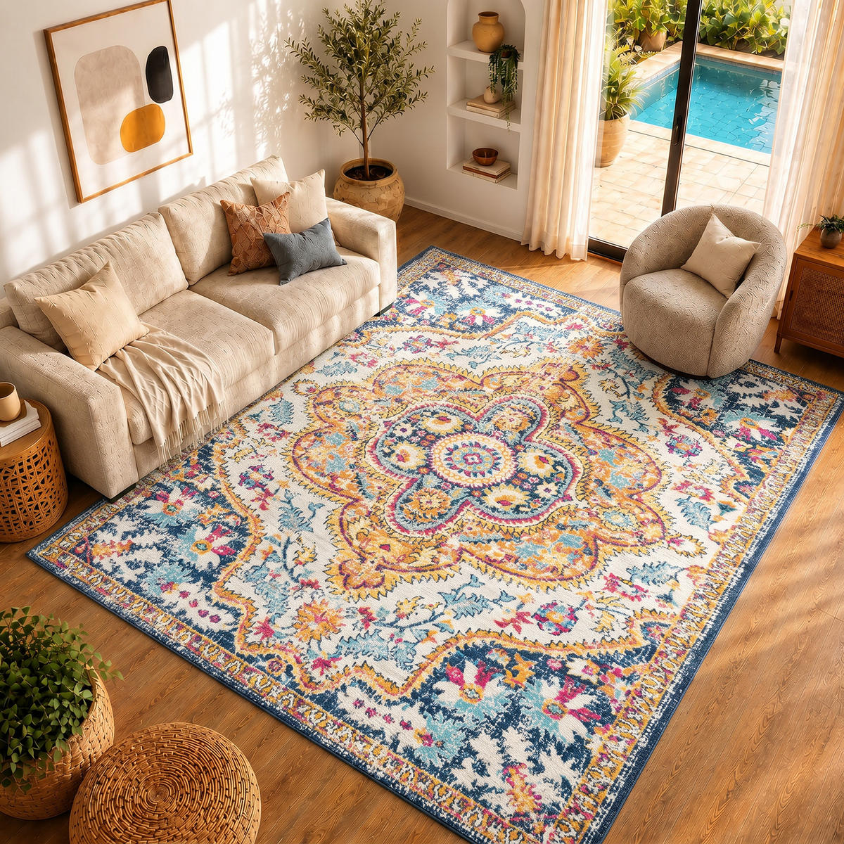VINTAGE-TEPPICH Willow 200/275 cm Dunkelblau - Dunkelblau, Textil (200/275cm) - LIVABLISS