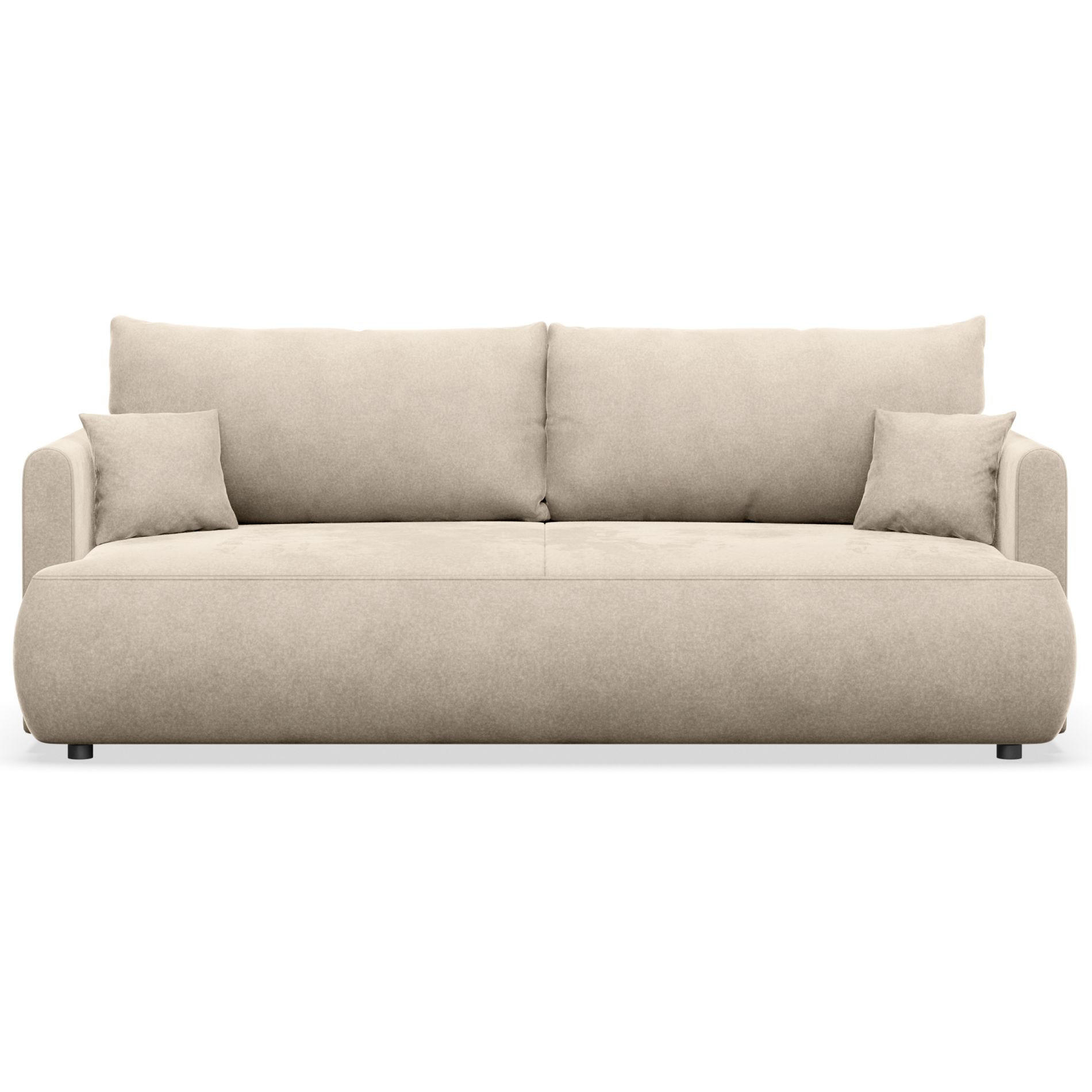 3-SITZER SOFA Ovo Mini Hellbeige Velours Easy-Clean - Ecru/Schwarz, Kunststoff/Textil (226/90/97cm) - Selsey