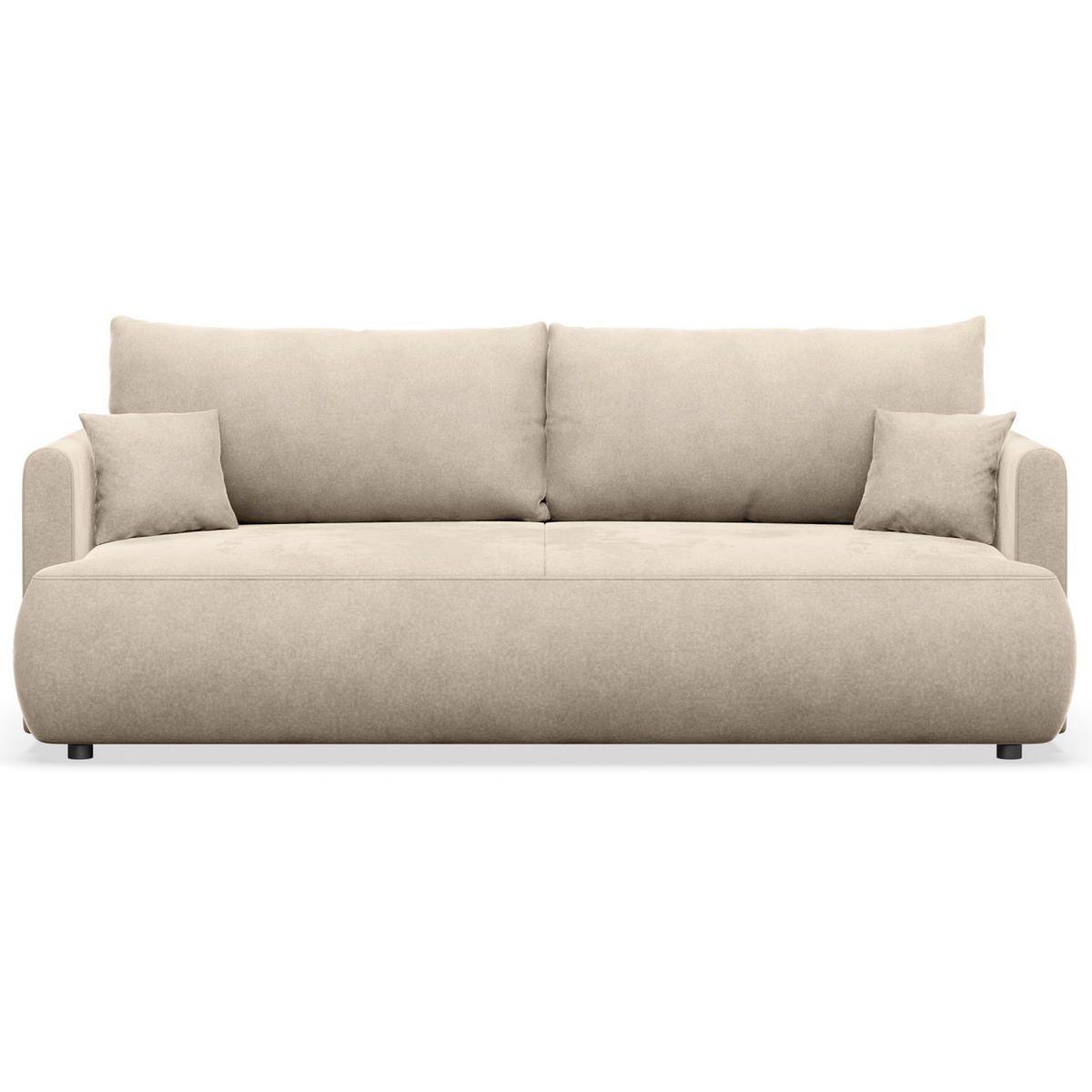 3-SITZER SOFA Ovo Mini Hellbeige Velours Easy-Clean - Ecru/Schwarz, Kunststoff/Textil (226/90/97cm) - Selsey