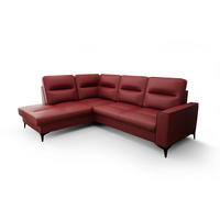 ECKSOFA KONGO RBN14, Eckcouch in L-Form mit Schlaffunktion, Farbe: Rot, Kunstleder, Ottomane Links - Rot, Textil (260/200cm) - O-Sofa