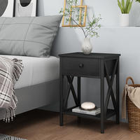 NACHTTISCH Keno Schwarz 40 x 55 cm mit Schublade - Schwarz, Holzwerkstoff (40/55/30cm) - Vicco